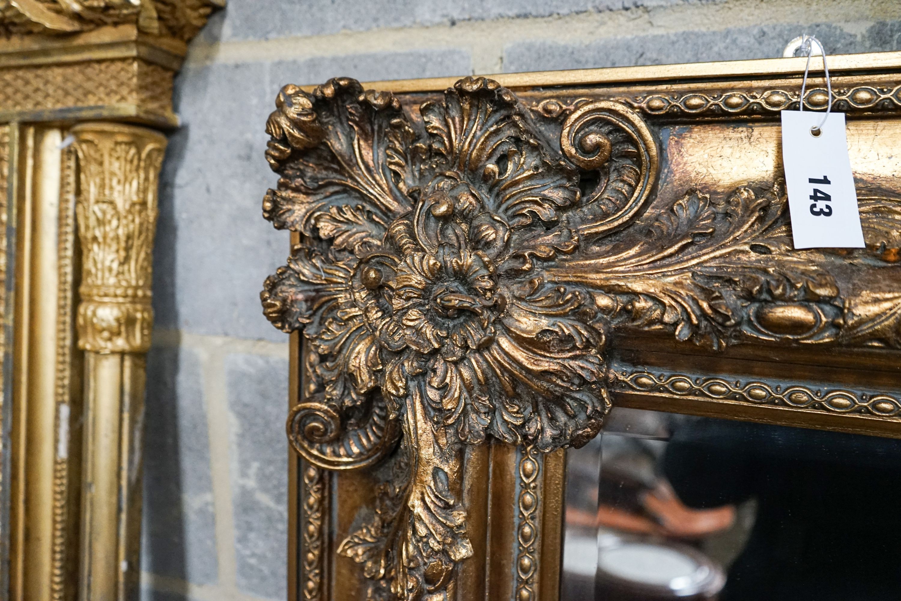 A large Victorian style gilt framed rectangular wall mirror, width 128cm, height 157cm